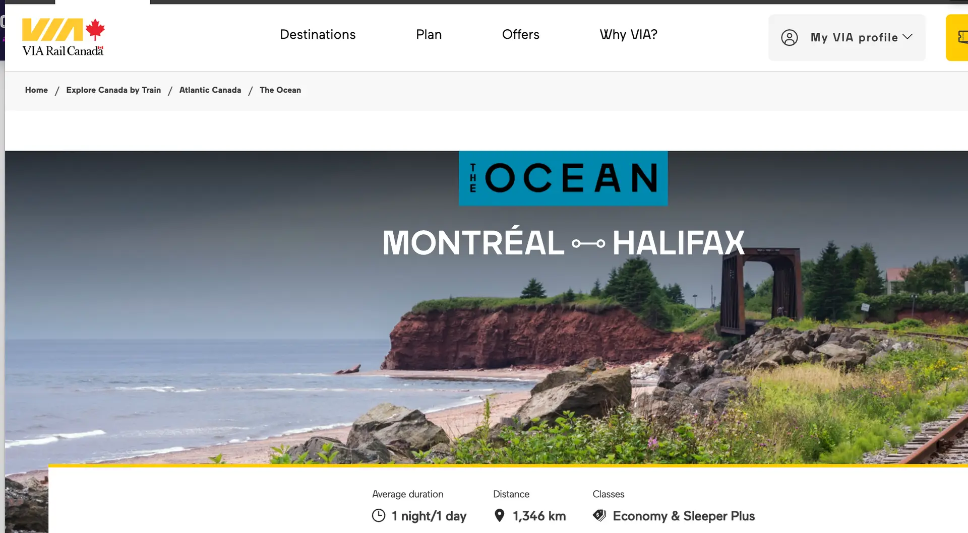 Via Rail’s The Ocean Canada train experience